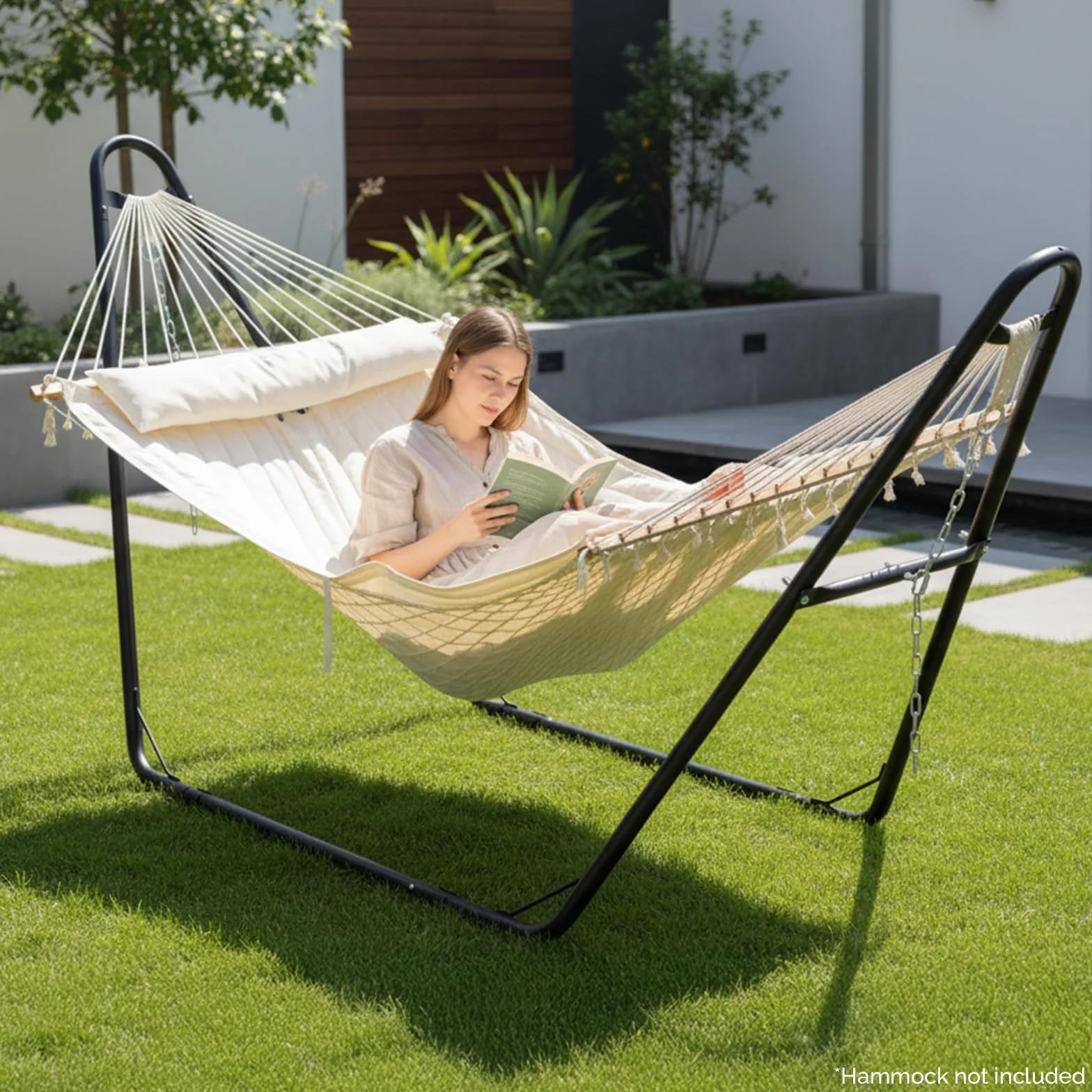 LEADZM Supporto universale per amaca in acciaio, fino a 250 kg, adatto per amaca da 2 a 3 m, resistente alle intemperie, robusto e sicuro, adatto per giardini, balconi e piscine