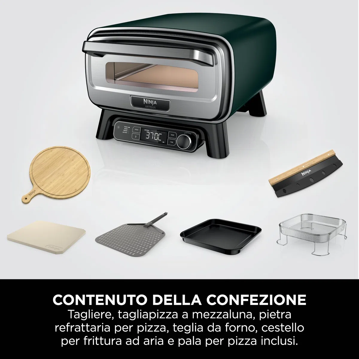 Ninja Artisan Forno elettrico per pizza e friggitrice ad aria da esterno MO201AMZEU 30 cm verde