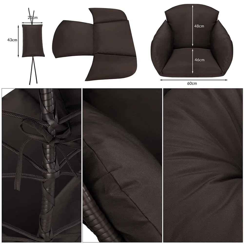 BAKAJI Poltrona Sospesa da Giardino Sedia Dondolo Amaca Pensile Esterno Struttura Metallo Rattan 198 x 110 x 95 cm Marrone
