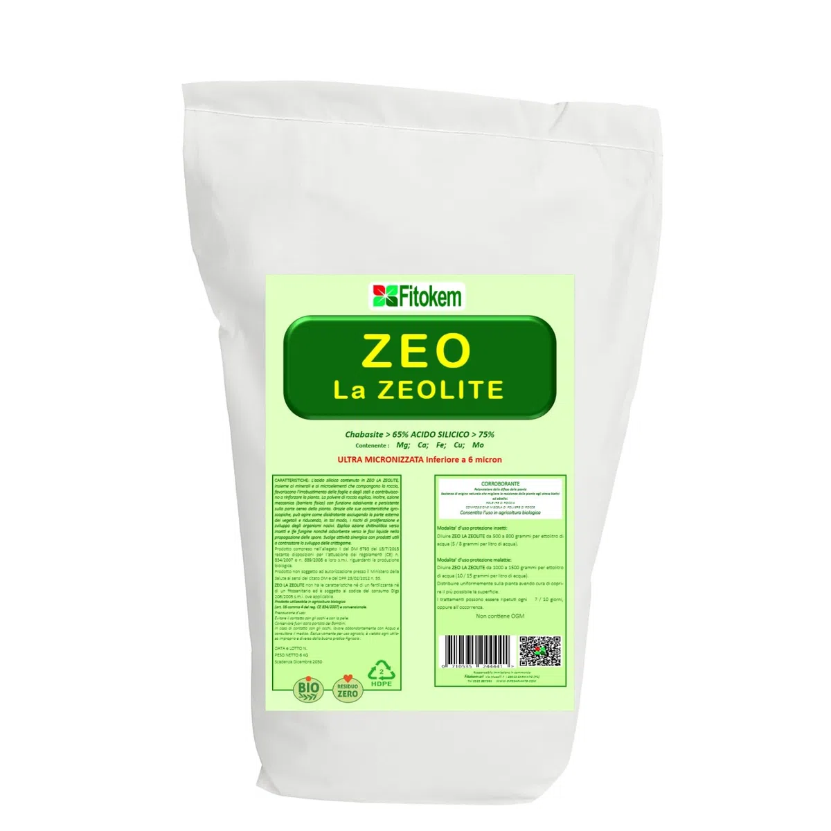 Fitokem Zeo Zeolite per Piante 6kg Polvere di Roccia per Agricoltura