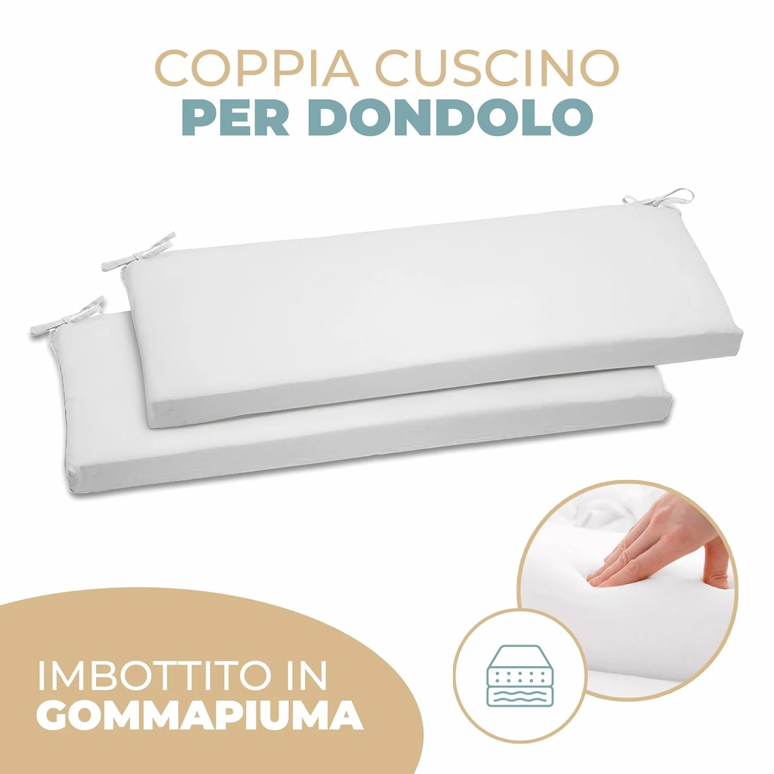 PARAMAISON Cuscino Dondolo 3 Posti Cook, Sfoderabile, Antigraffio, con Laccetti, Interni od Esterni, Imbottitura 5 cm, Universale | Grigio 135x55 cm