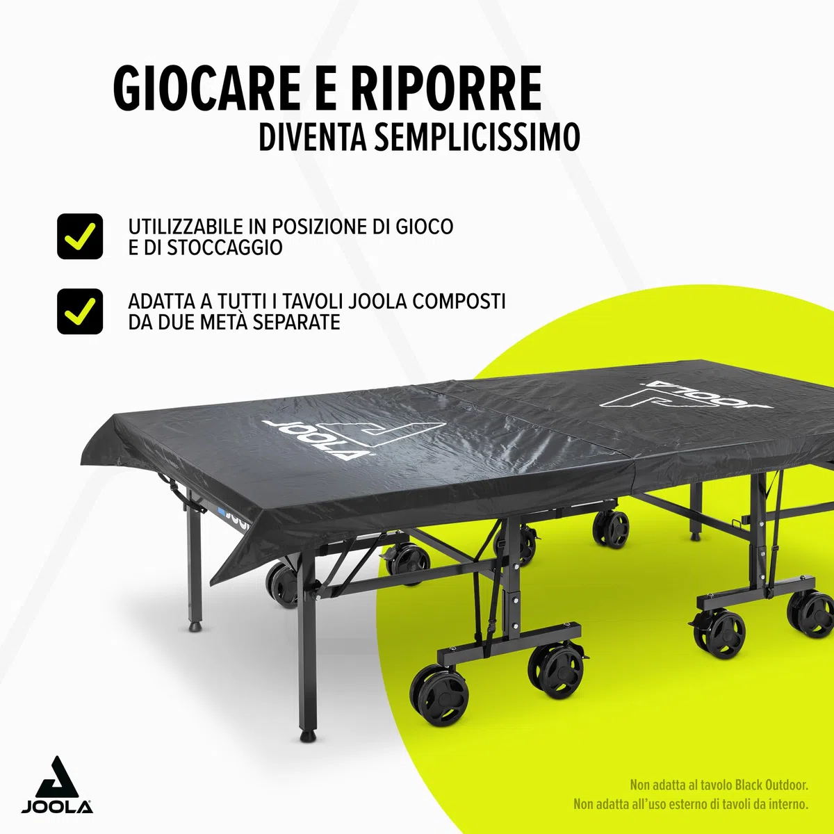JOOLA Copertura per Tavolo da Ping Pong da Esterno, Adatta Sia per tavoli Pieghevoli Che per tavoli Piatti, Resistente Copertura Impermeabile con Rivestimento in PVC, Doppia Funzione, Adatta per