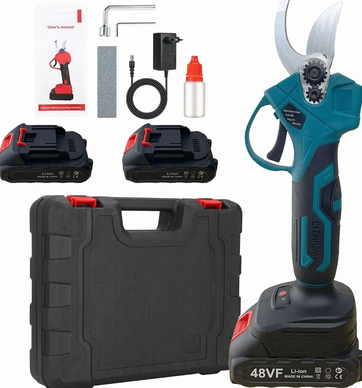 SQUADO - Forbice da Potatura, Doppia Batteria 48V Cesoia da potatura Elettrica, Cesoie per Giardinaggio