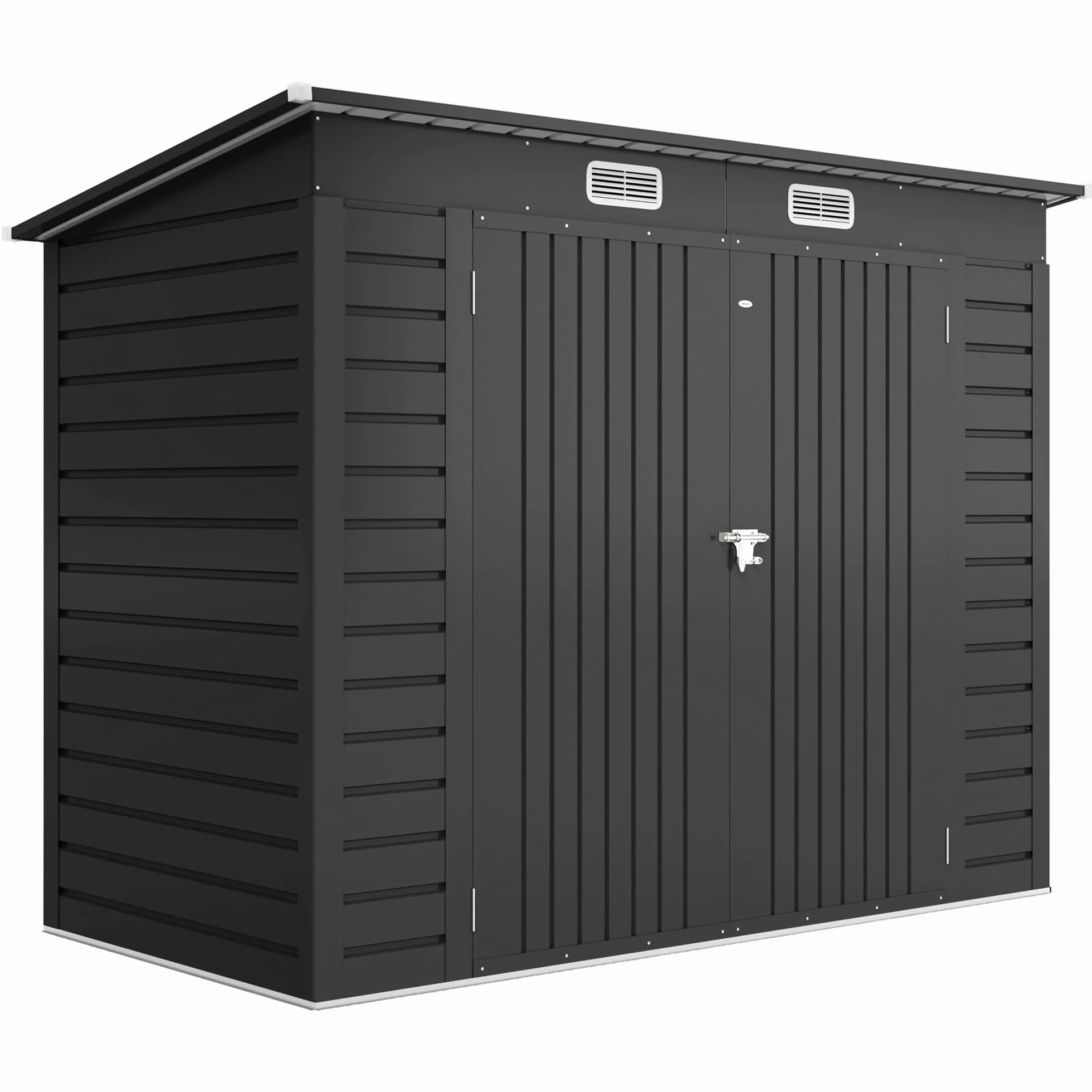 Outsunny Capanno Porta Attrezzi con 2 Prese d'Aria e Chiavistello, Casetta da Giardino in Acciaio Zincato, 249x121x183 cm, Grigio
