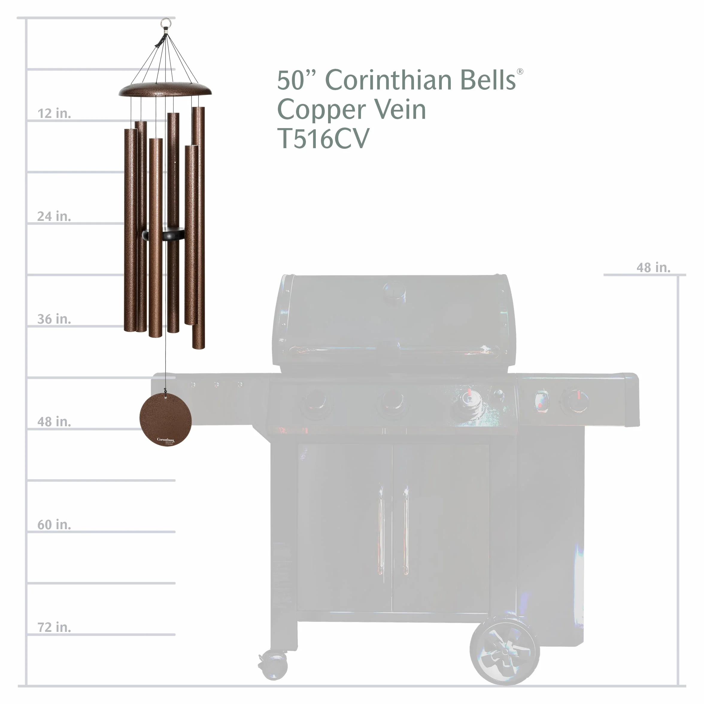 Corinthian Bells Campana a vento da 127 cm con vena in rame