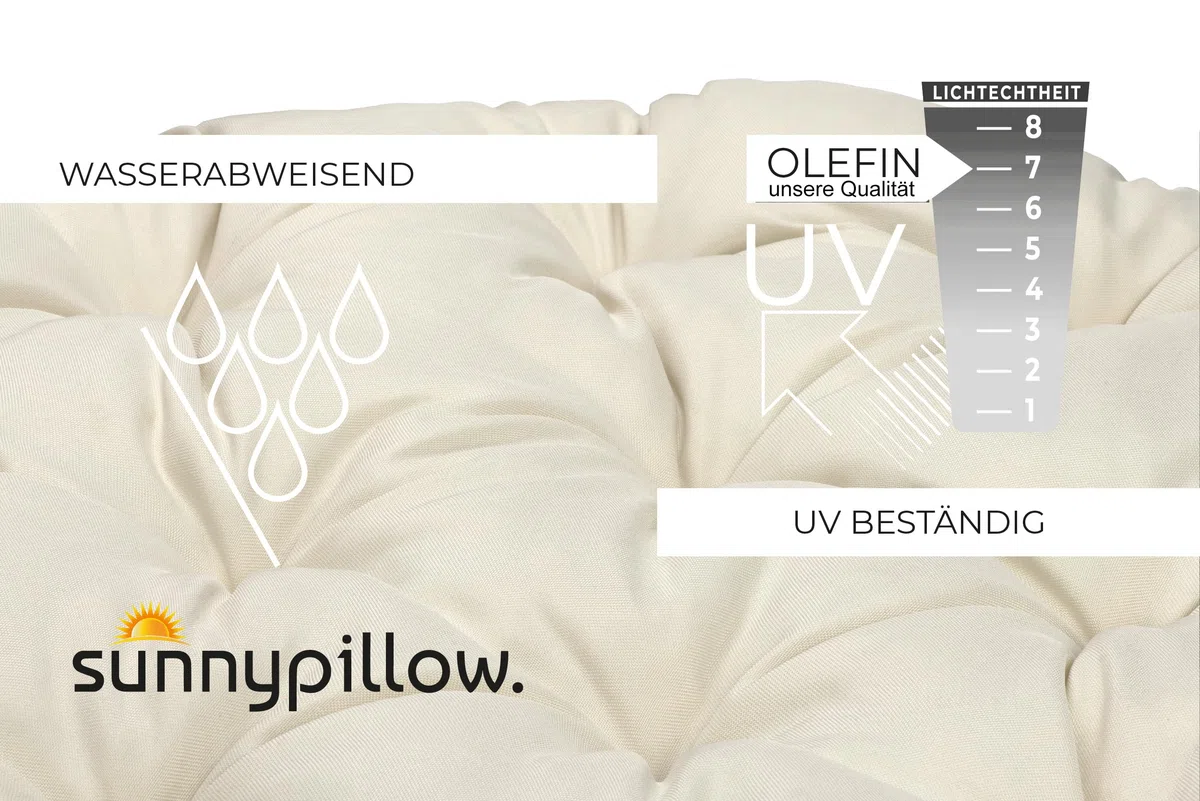 Cuscino Papasan Rotondo Ø 120 cm Impermeabile Resistente UV per Poltrona Rattan e Sedia Sospesa