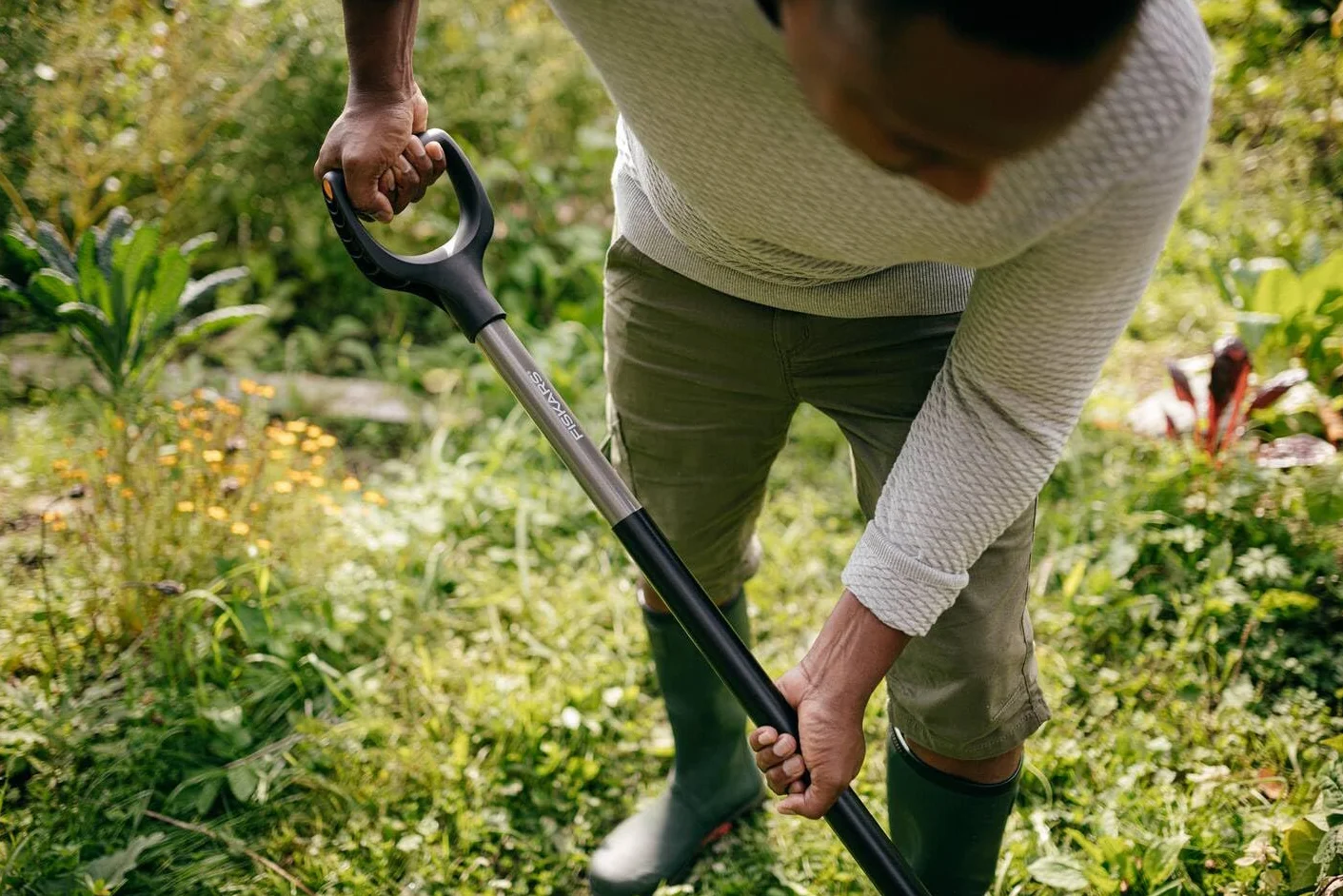Fiskars Forcone per Terreni Duri e Sassosi, con 4 Rebbi, Lunghezza: 132 cm, Acciaio al Boro di Alta Qualità, Grigio/Nero, Ergonomico, 1070679