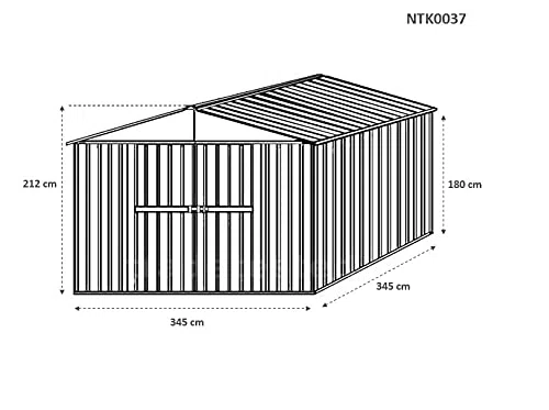 Notek Srl Box in Acciaio Zincato Casetta da Giardino in Lamiera 3.60 x 3.45 m x h2.12 m - 150 kg – 12,25 Metri Quadri (Bianco)