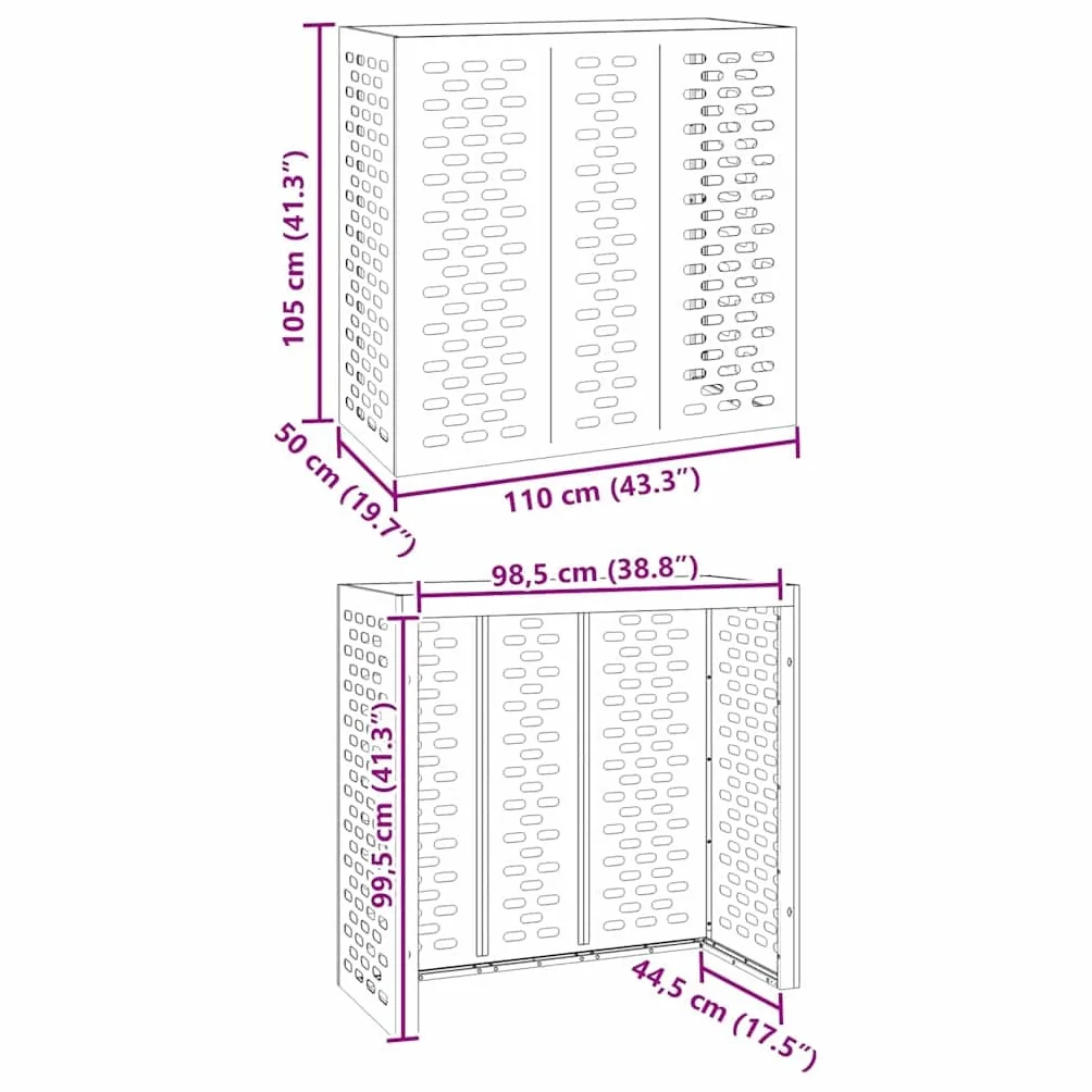 vidaXL Copertura condizionatore d'aria Antracite 110 x 50 x 105 cm impermeabile