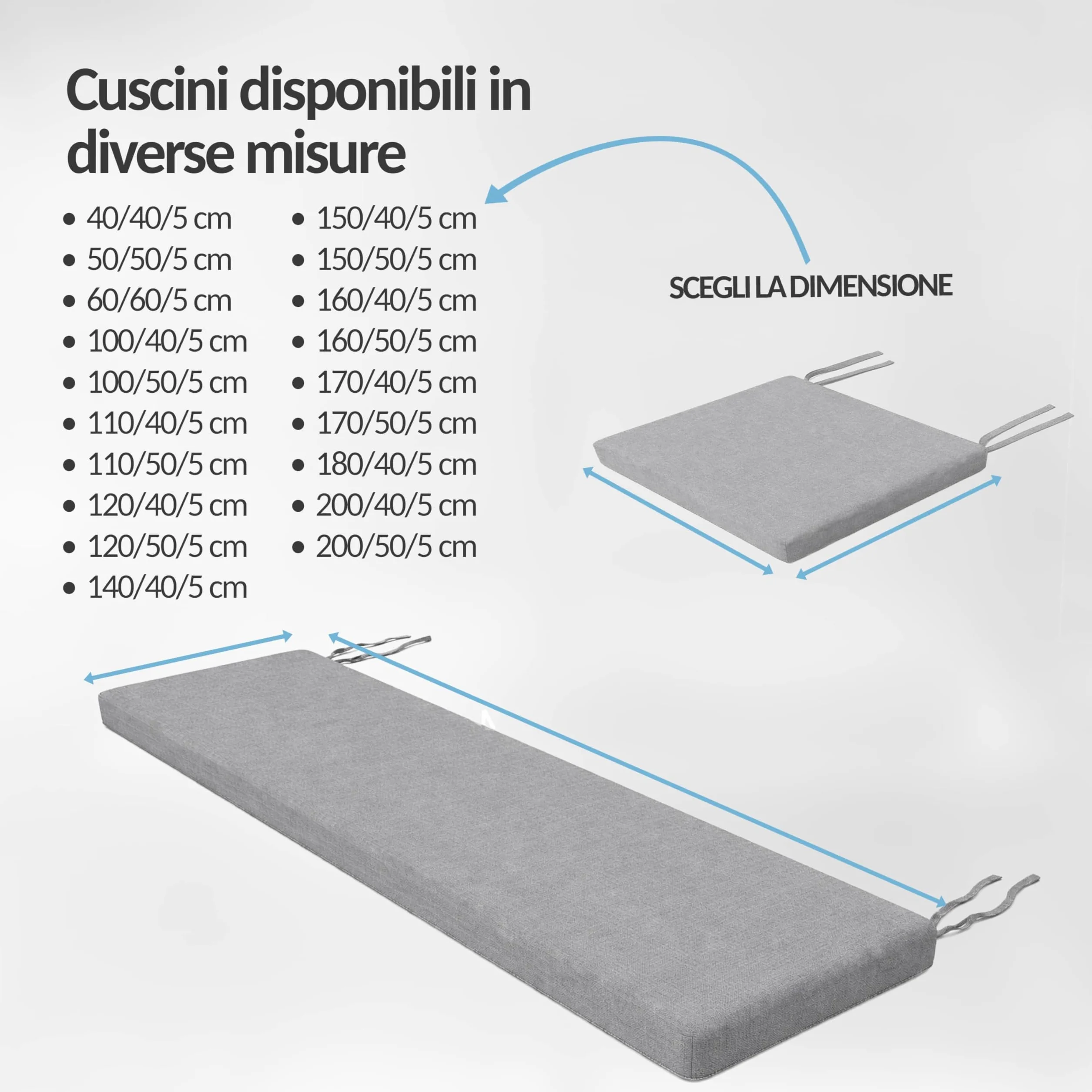 POKAR Cuscino per Panca 110x50 cm | Sfoderabile con Lacci Antiscivolo | Seduta per Panchina, Panca da Giardino, Dondolo, Sedia | Interno ed Esterno | OEKO-TEX | Prodotto nell'UE | Marrone