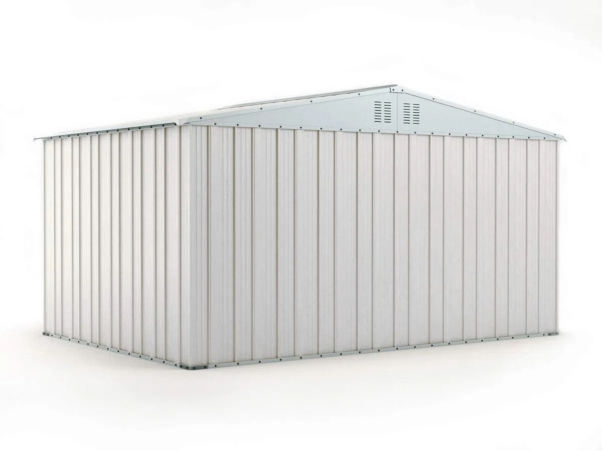 Box in Acciaio Zincato Casetta da Giardino in Lamiera 4.03 x 2.69 m x h2.17 m - 149 KG – 10.84 metri quadri (Bianco)