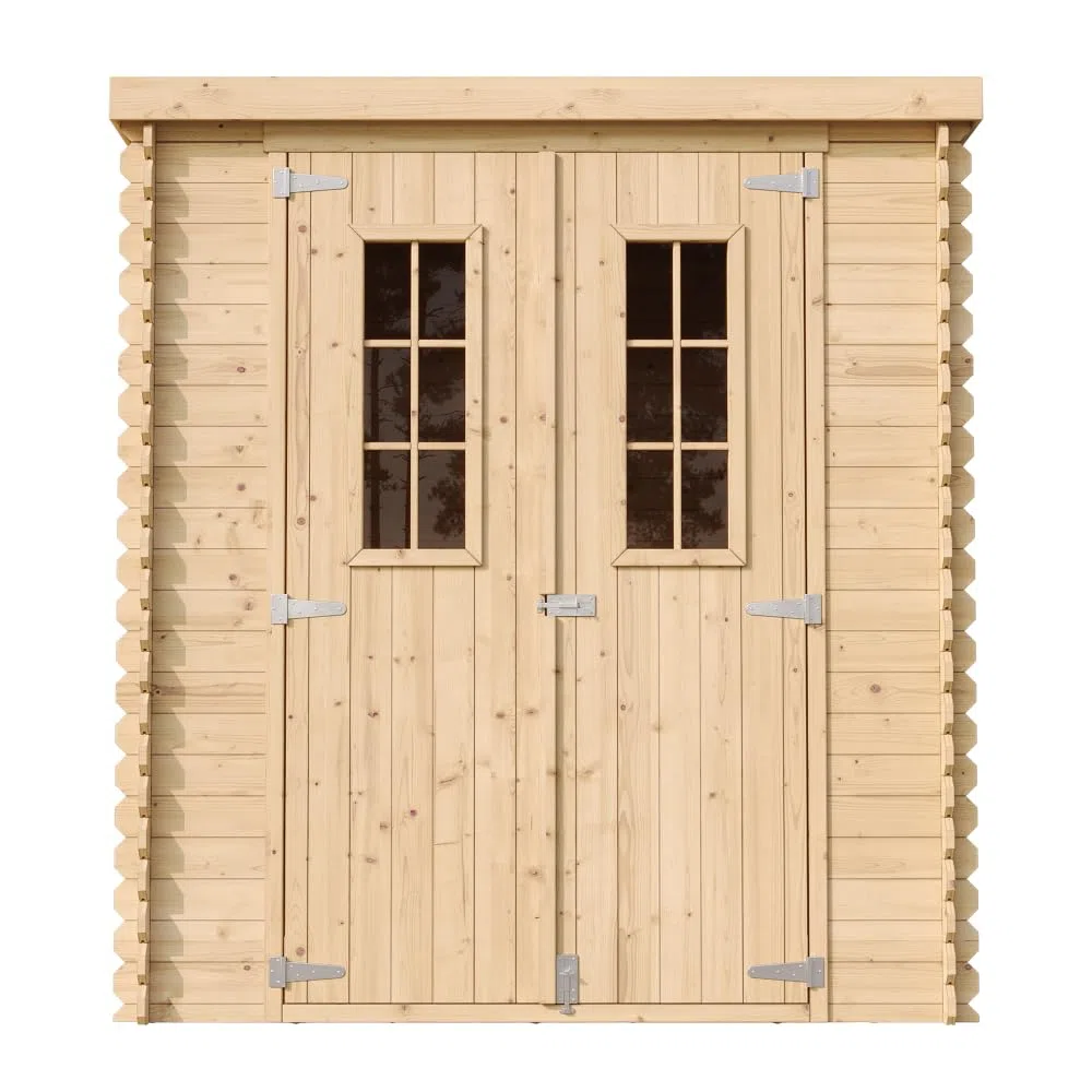 TIMBELA M309C+M309G Casetta da Giardino in Legno per Esterni CON PAVIMENTO TRATTATO - A200x204x204 cm/3.53 m2 - Piccola Casetta in Legno, Rimessa Attrezzi, Deposito Bici
