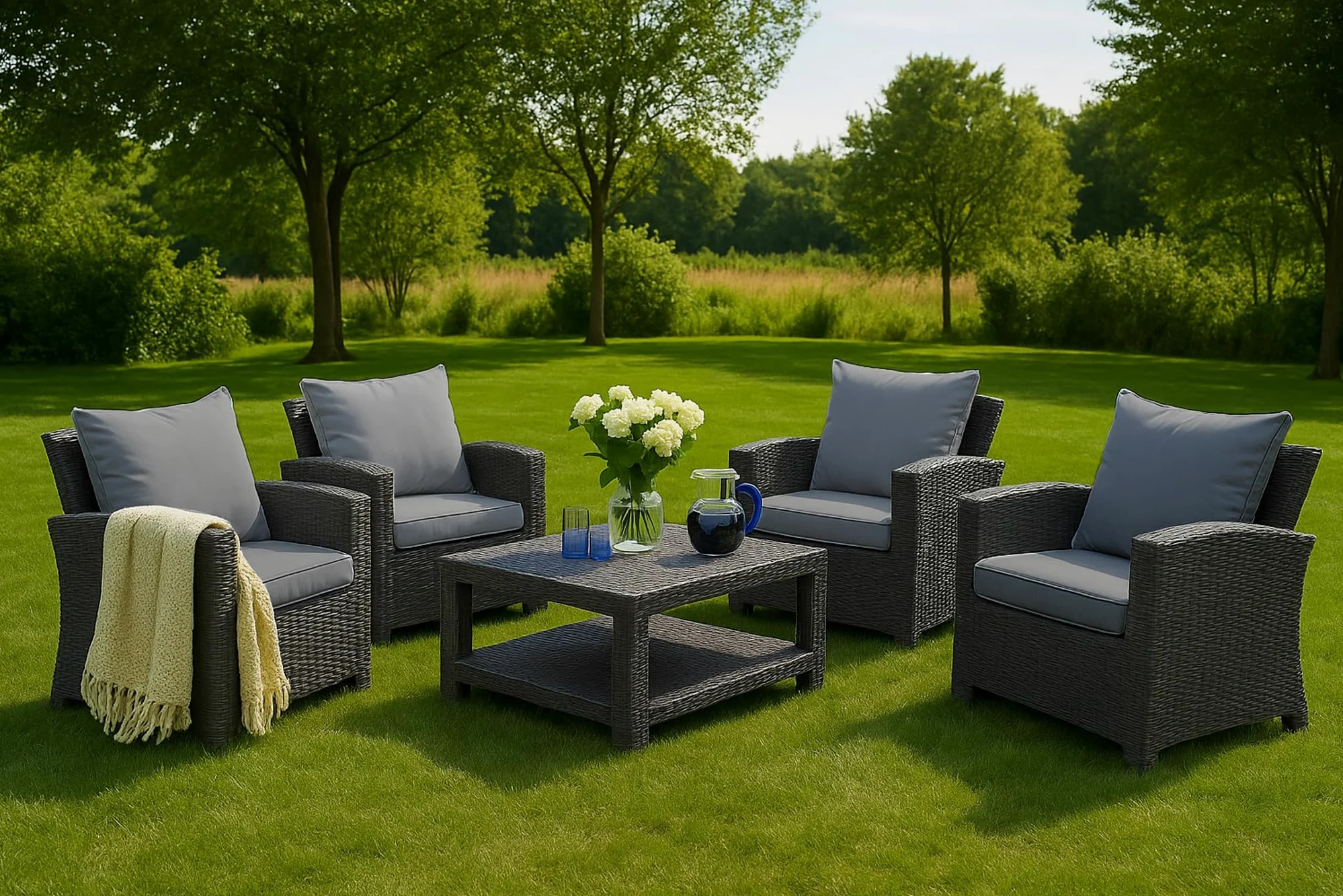 Cuscini Relax per Mobili da Giardino Set di 4, Imbottitura Morbida, Resistente alle Intemperie Grigio Chiaro