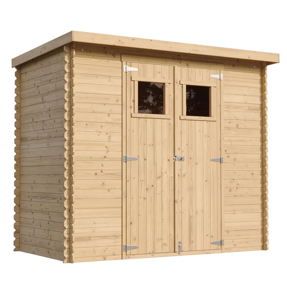 TIMBELA M310 Casetta da Giardino in Legno per Esterni 239x144xA200 cm/2.6m2 - Capanno da Giardino - Piccola Casetta in Legno, Rimessa Attrezzi, Deposito Bici