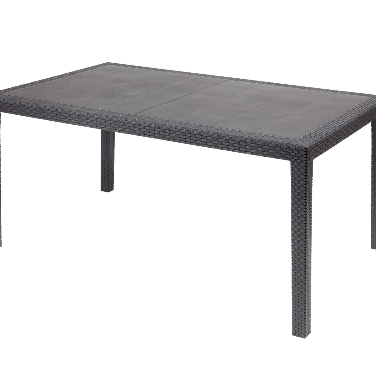 Tavolo Fisso Intrecciato Stile Rattan Plastica Antracite 150x72x90 cm