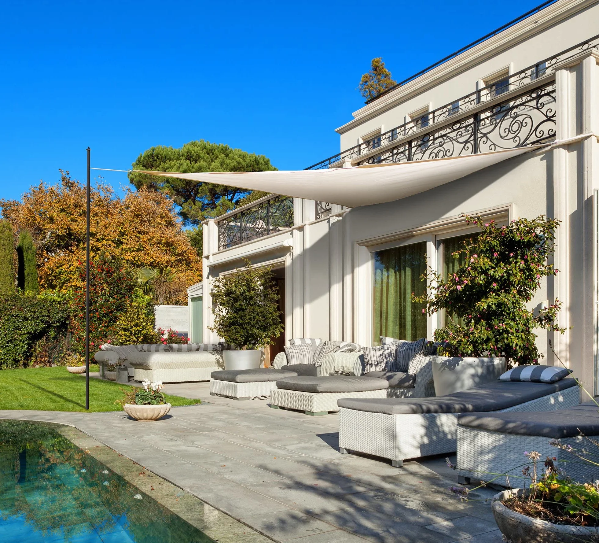 Tenda da Sole per Esterno Impermeabile Quadrata 3 x 3 m Vela Parasole con Occhielli per Giardino Piscina Balcone