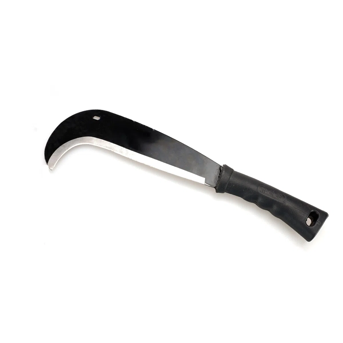 Coltello a Roncola 35cm, Lama 21cm Acciaio, Manico Plastica Nero, Ideale per Lavori da Giardino