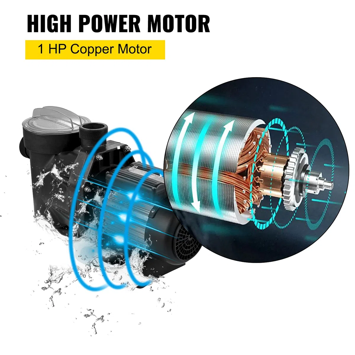 VEVOR Pompa Acqua 1 HP 750 W 19200 L/h 3450 RPM Piscina Elettropompa Filtro