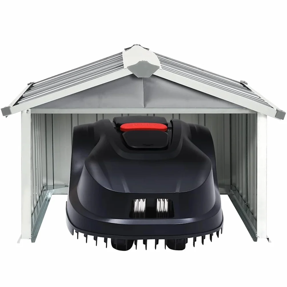 vidaXL Capanno per Robot Tosaerba 92x97x63 cm Acciaio Zincato Grigio