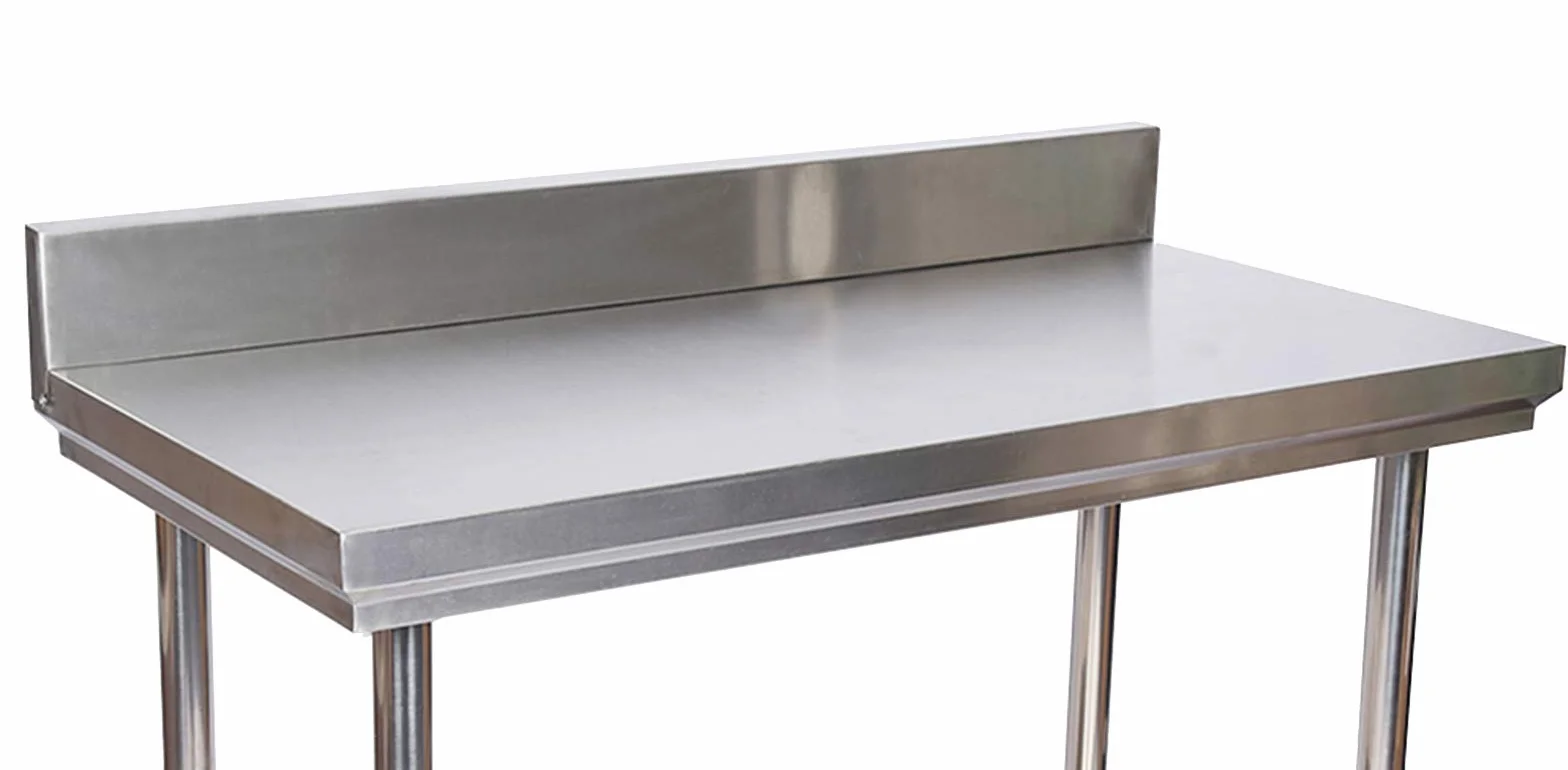 Wiltec Tavolo da lavoro in acciaio inox 100 x 60 x 85 cm con alzatina e ripiano inferiore