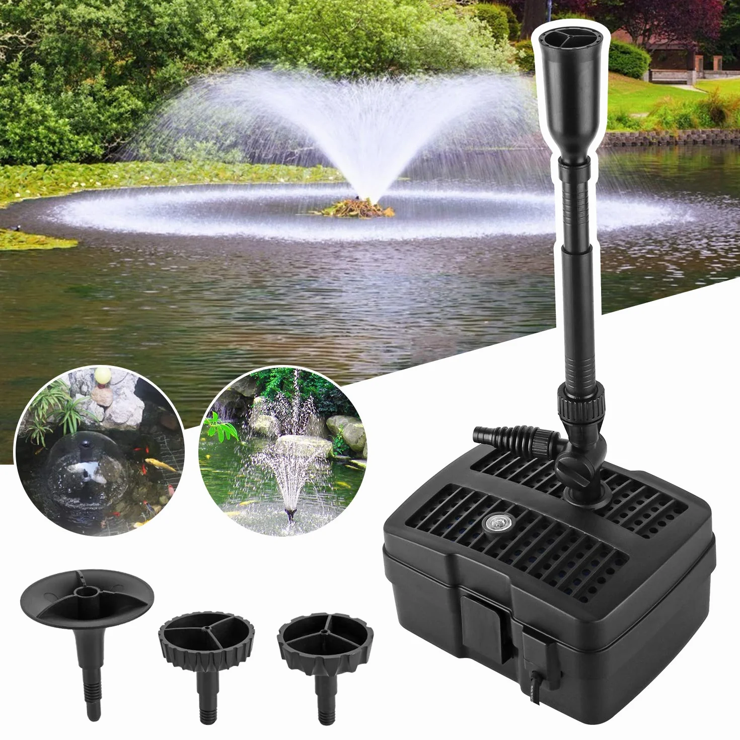 Pompa per Laghetto 4 in 1 con Filtro UVC CUF-2505 1000L/h 24W 10m