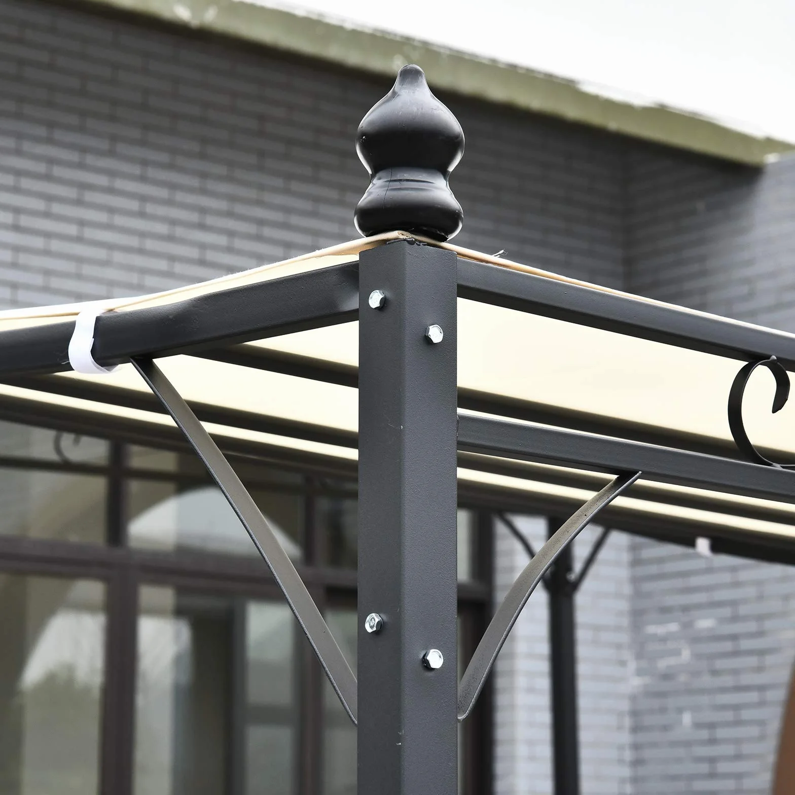 Outsunny Gazebo Pergola 3x3m Esterno Tenda Impermeabile Crema