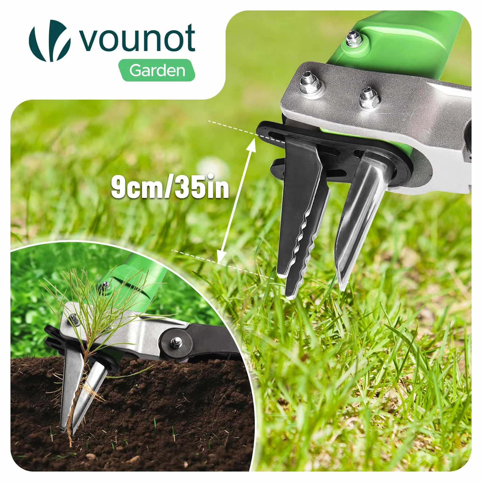 VOUNOT® Estrattore Manuale Erbacce con Artigli Acciaio Inox e Pedale, Estirpatore in Piedi Diserbante Erbacce Sarchiatore Attrezzi da Giardino, Strumento Diserbatrice Manuale Prato Manico Lungo 100cm