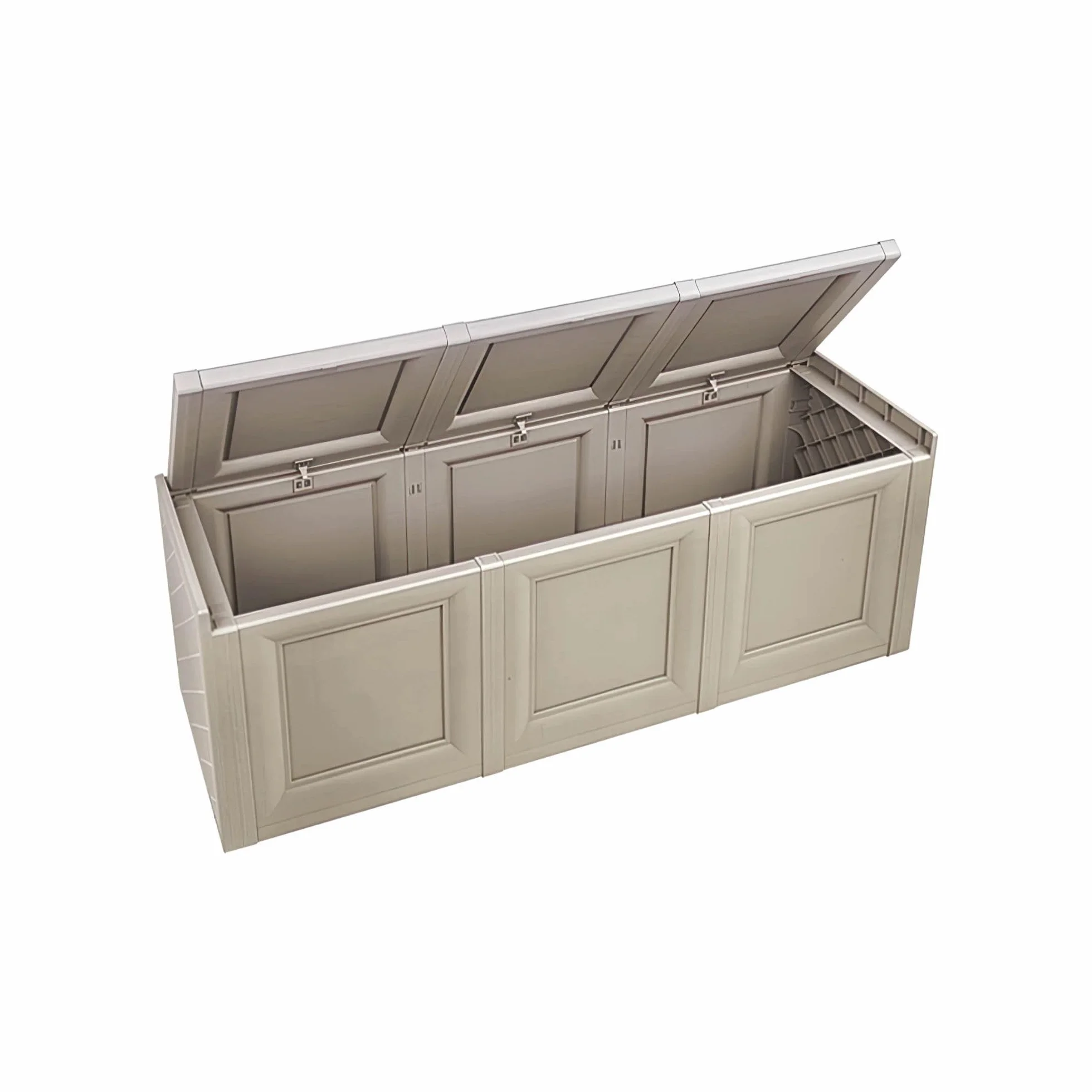 Baule Contenitore in Plastica 125 x 40 x 42 cm – Cassapanca Salvaspazio per Balcone, Terrazzo e Ambienti Esterni Coperti (Taupe)