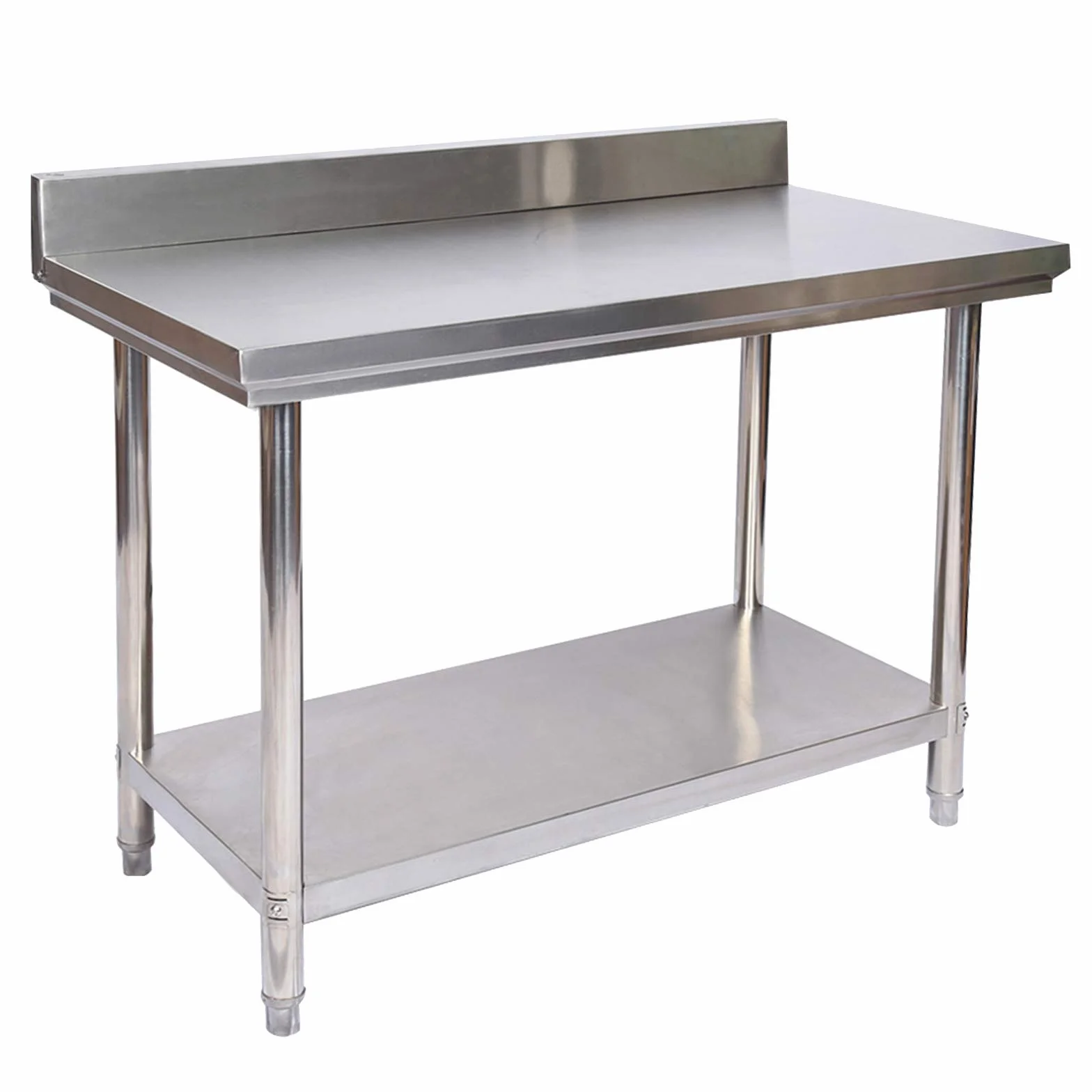 Wiltec Tavolo da lavoro in acciaio inox 100 x 60 x 85 cm con alzatina e ripiano inferiore