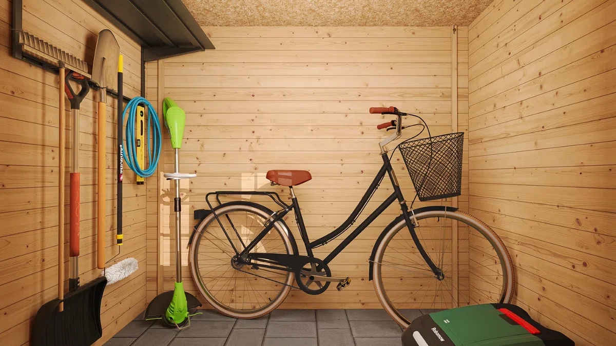 TIMBELA M310 Casetta da Giardino in Legno per Esterni 239x144xA200 cm/2.6m2 - Capanno da Giardino - Piccola Casetta in Legno, Rimessa Attrezzi, Deposito Bici