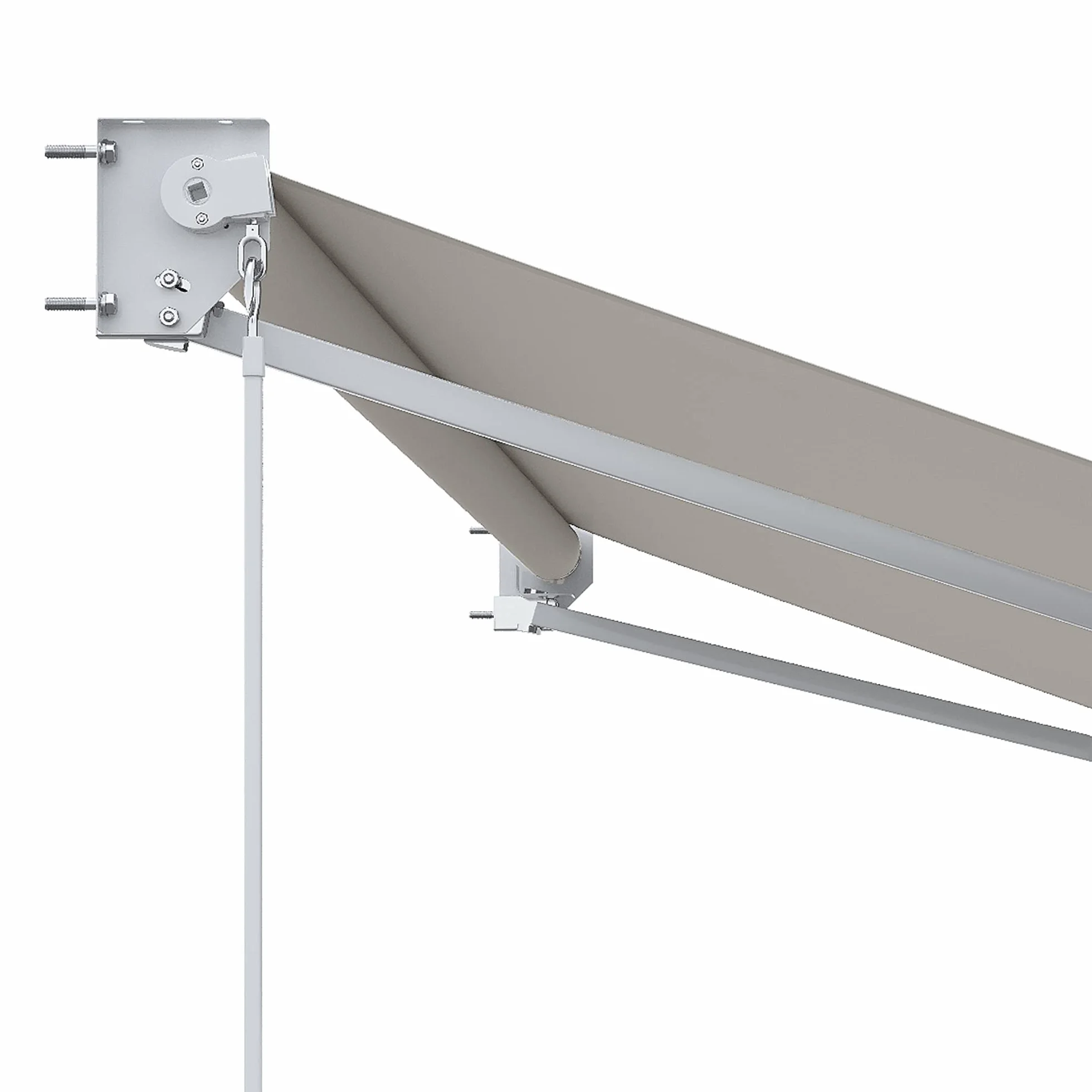 Outsunny Tenda da Sole 2x2.5 m a Bracci Manuali in Alluminio e Poliestere per Esterni, Bianco Crema