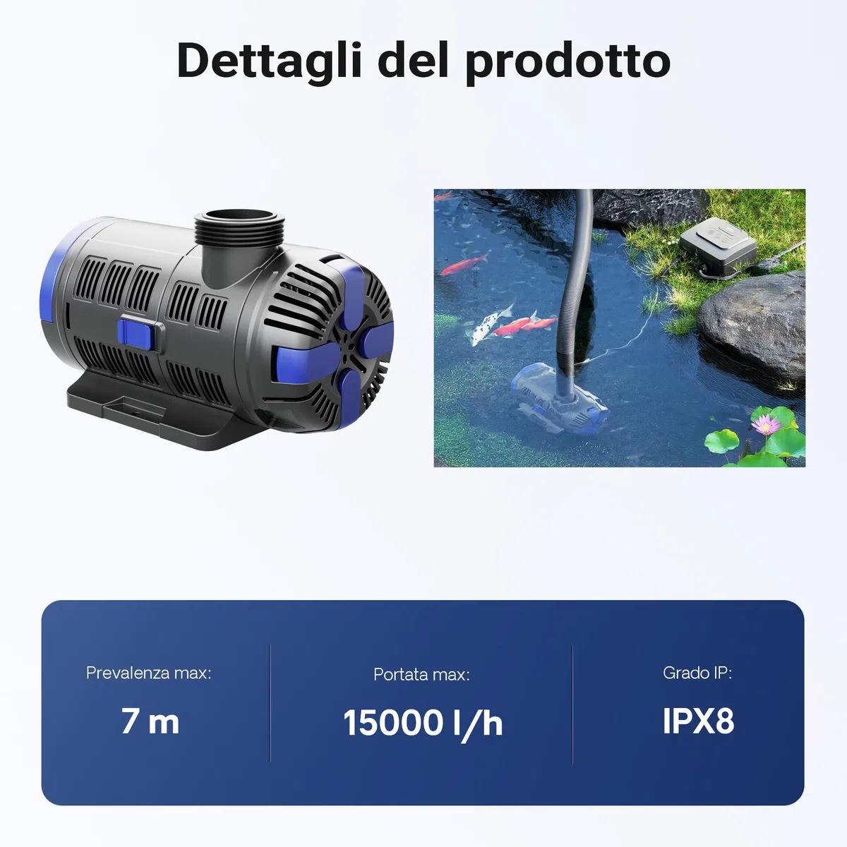SunSun SuperECO CET-15000 Pompa da Laghetto con flussometro, 15.000 l/h, 180W, Prevalenza 8m