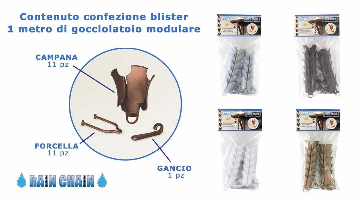 First Plast RAIN1M Gocciolatoio Componibile Catena Pluviale, Marrone