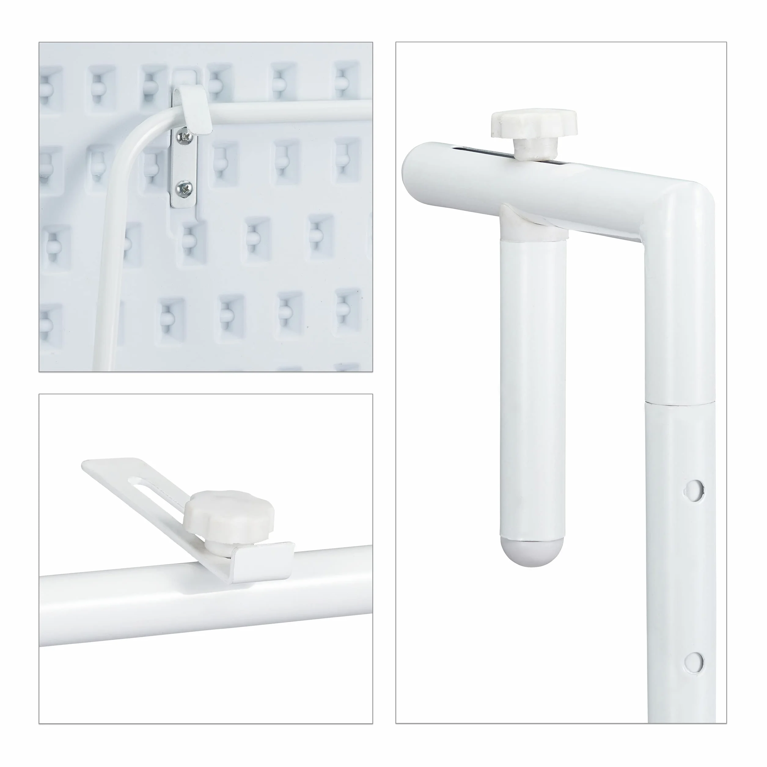 Relaxdays Tavolino Pieghevole per Balcone Regolabile 3 Altezze 59,5x35,5 cm Bianco