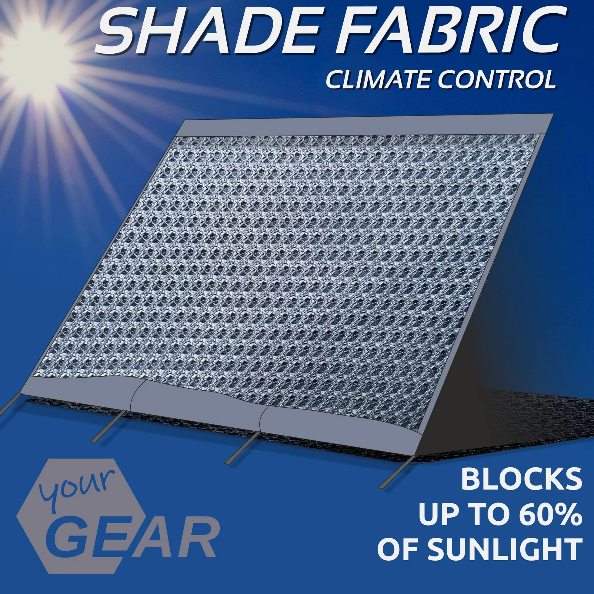 GEAR Sun & Rain Blocker Parete anteriore per tenda da sole, protezione UPF 50+, colonna d'acqua 3000 mm, 3 profili diametro 4,3, 6,2 e