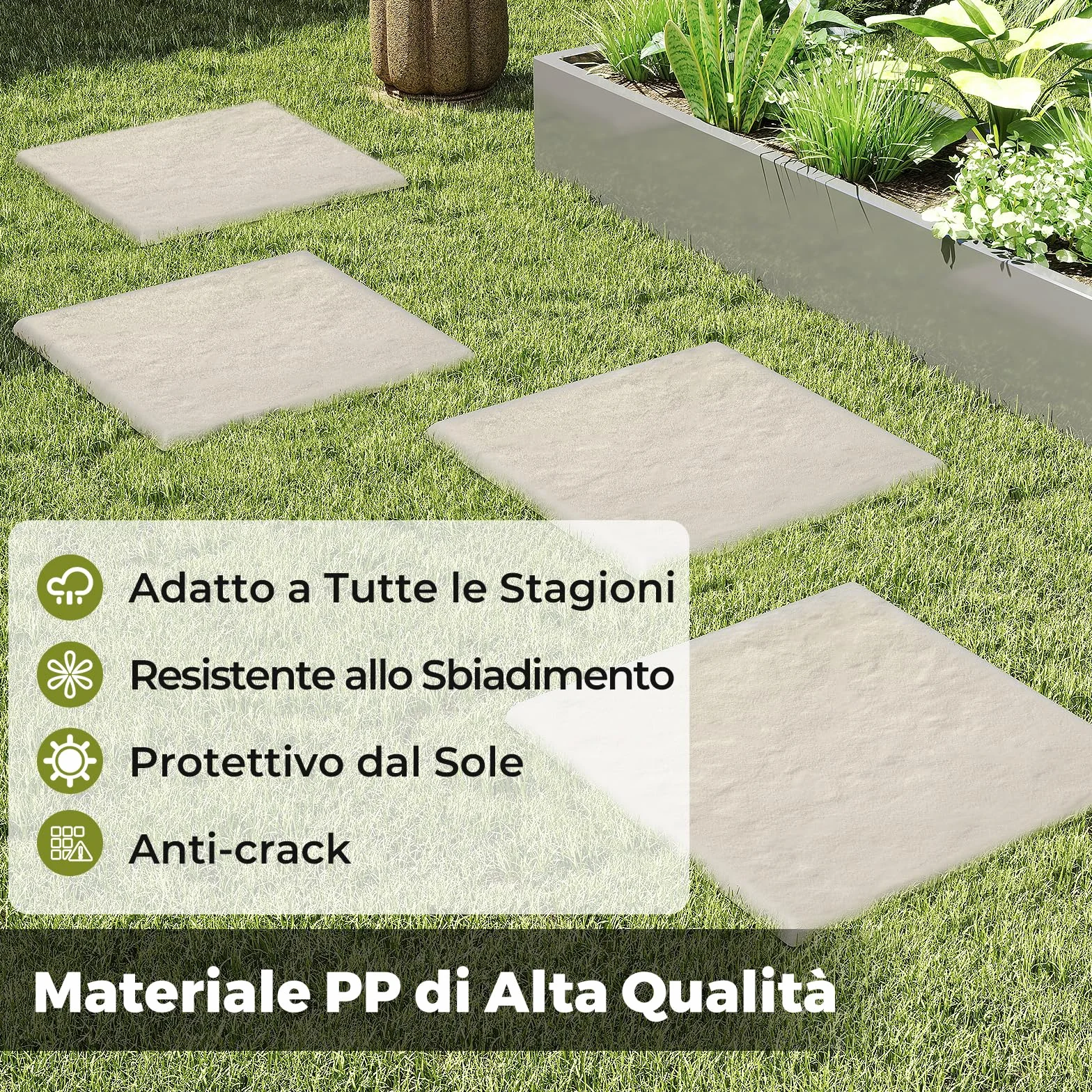 COSTWAY Set di 8 Pietre da Passo con Picchetti da Terra, Passerelle Decorative per Giardino, Pavimentazione Esterna Resistente a Tutte le Condizioni Meteorologiche per Prato e Giardino