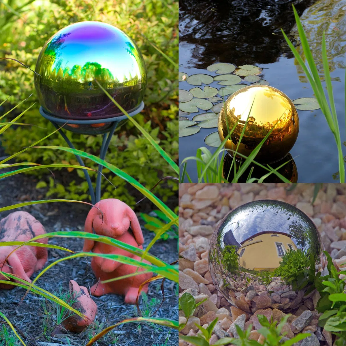 Sfera di osservazione arcobaleno 20 cm acciaio inossidabile specchio decorazione esterna