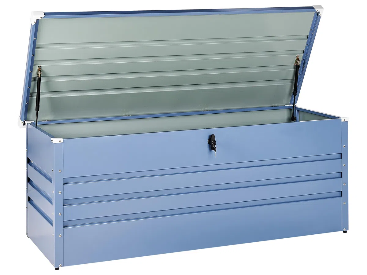 Beliani Cassapanca da esterno in acciaio zincato blu 165 x 70 cm
