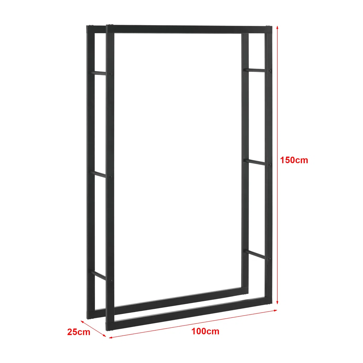 Portalegna in Acciaio 100x25x150 cm Nero Supporto Tronchi da Legnaia