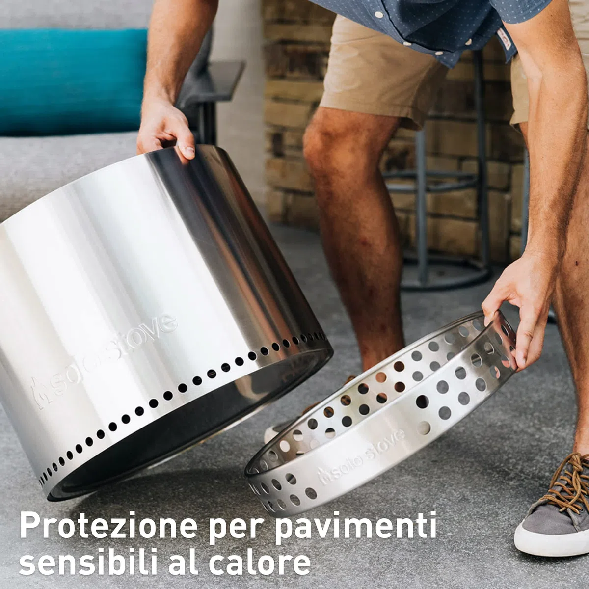 Solo Stove Braciere Senza Fumo Bonfire con Supporto2.0 | con Custodia da Trasporto, Combustione della Legna, Cassetto per la Cenere Rimovibile, Acciaio Inossidabile, 49,5 x 44,5 cm, 9 kg, Argento