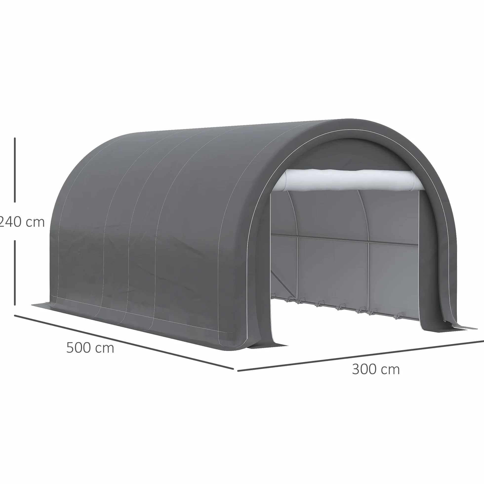 Outsunny Garage Auto Esterno Acciaio Zincato PE 500x300x240 cm Grigio
