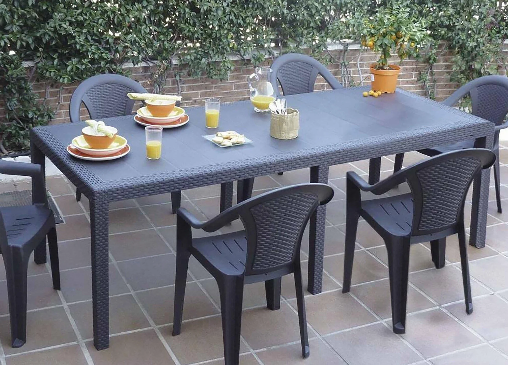 Tavolo da esterno Roma Ripiano rettangolare allungabile da pranzo 150/220x90h72 cm Antracite