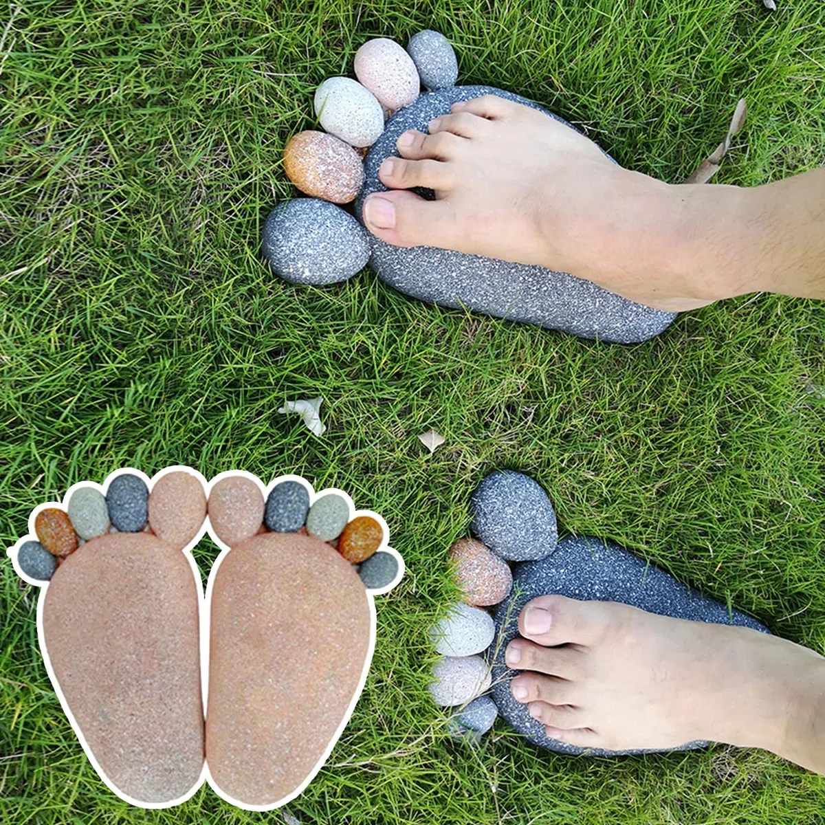 Pietre da Giardino Piedi Colorati Stepping Stone per Esterni, Giardino Ornamento Sentiero Camminamenti, Aiuola Cortile Patio (Light Brown)