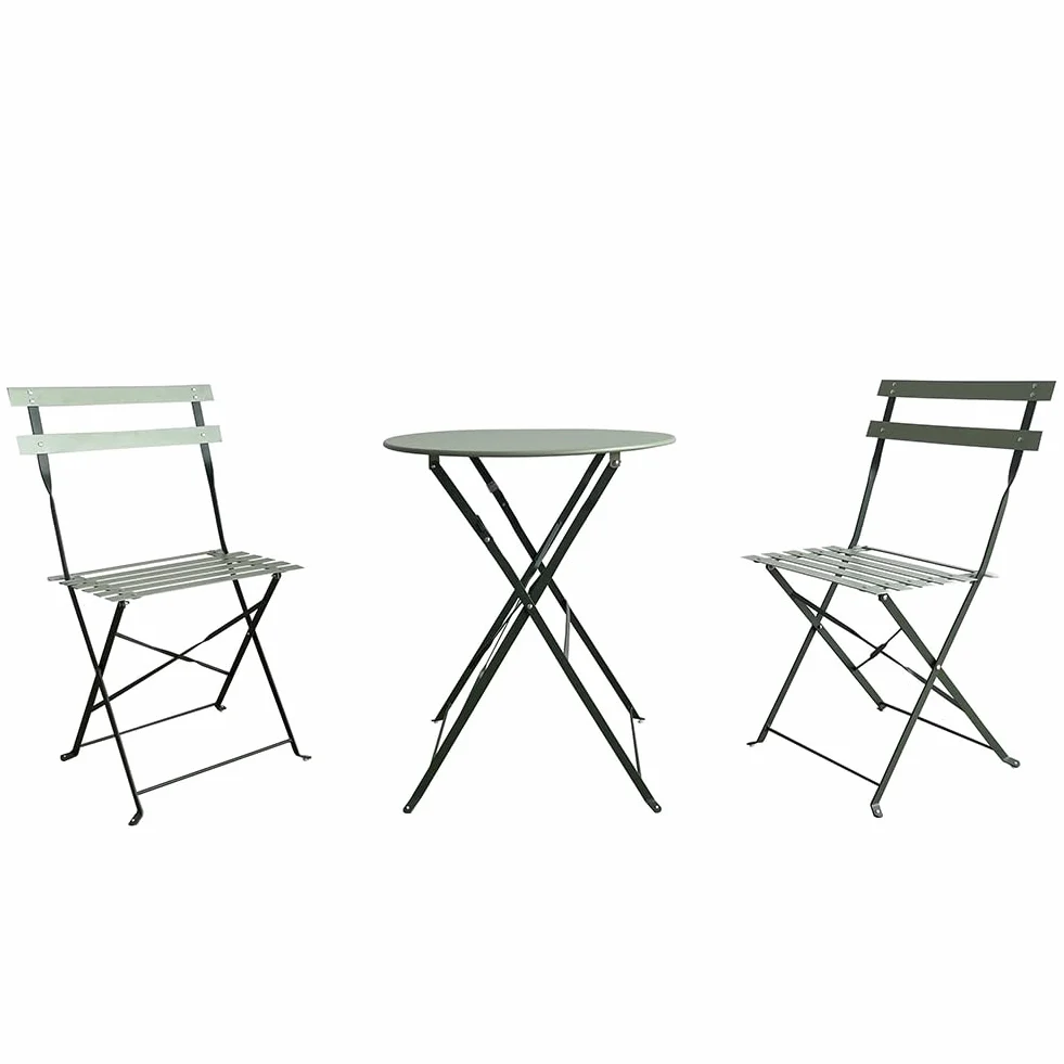 Shally Dogan Set 3 Pezzi Giardino Pieghevole Modello Parigi Tavolo 2 Sedie Acciaio Bistrat Balcone Patio