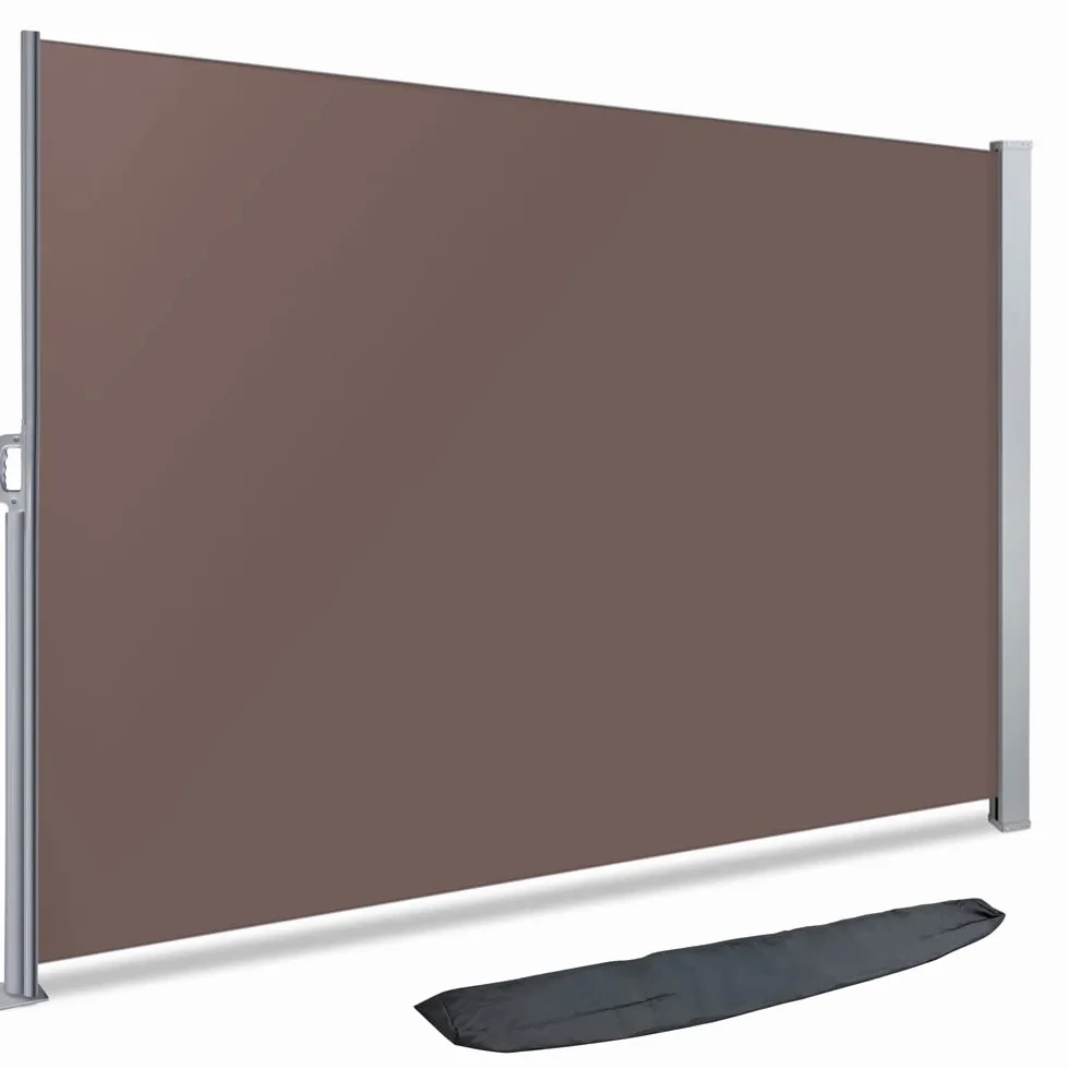 VOUNOT Tenda Paravento Laterale 140 x 300 cm Marrone Riavvolgibile Antivento Protezione Privacy Solare