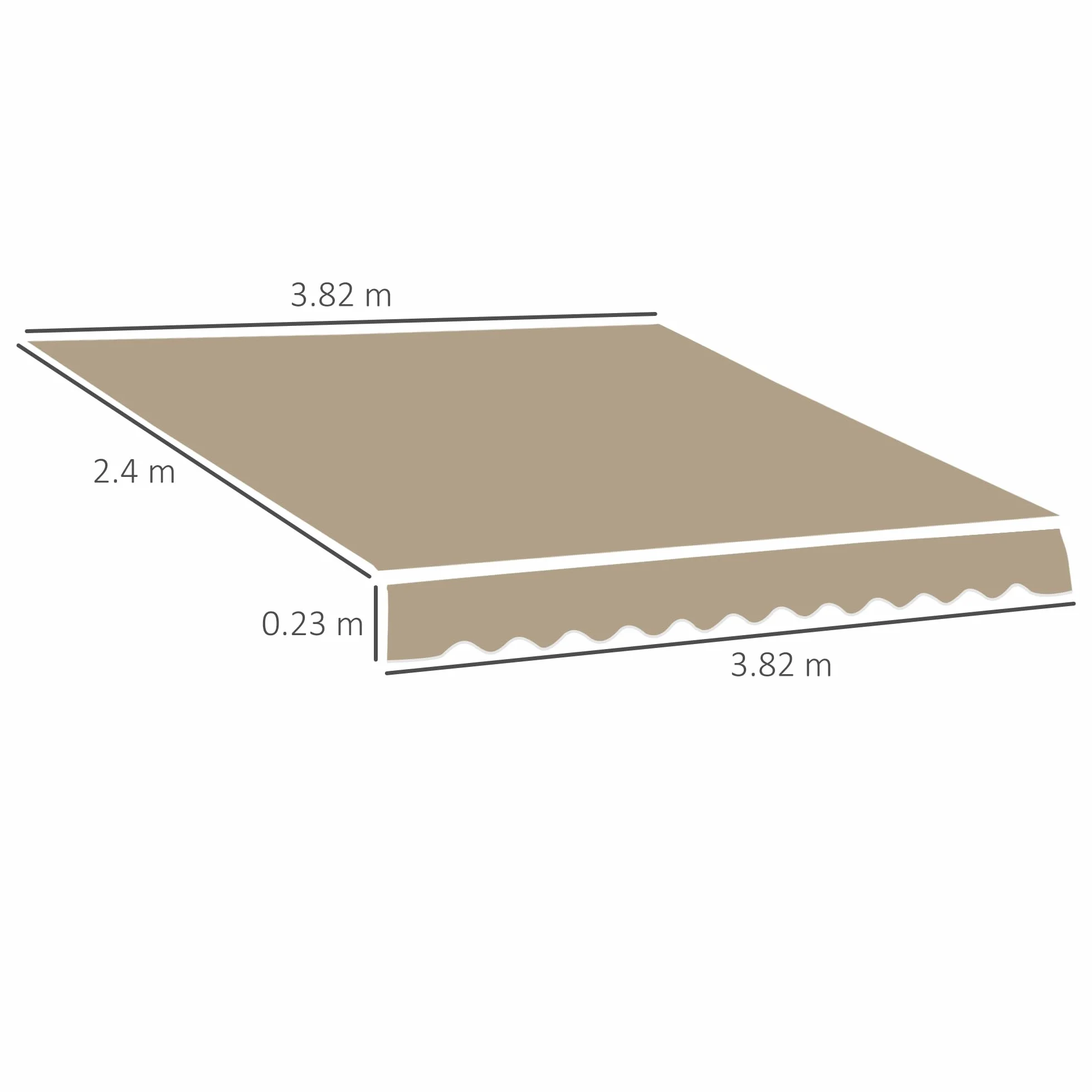 Outsunny Telo di Ricambio per Tenda Parasole Retrattile, Tessuto 4x2.5 m Poliestere Anti UV 30+, Beige