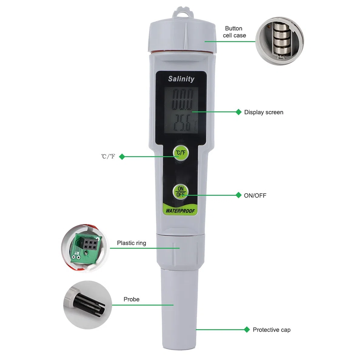BuyWeek Misuratore di Salinità Digitale 2 in 1 Penna Tester con Cacciavite per Piscine Pesca