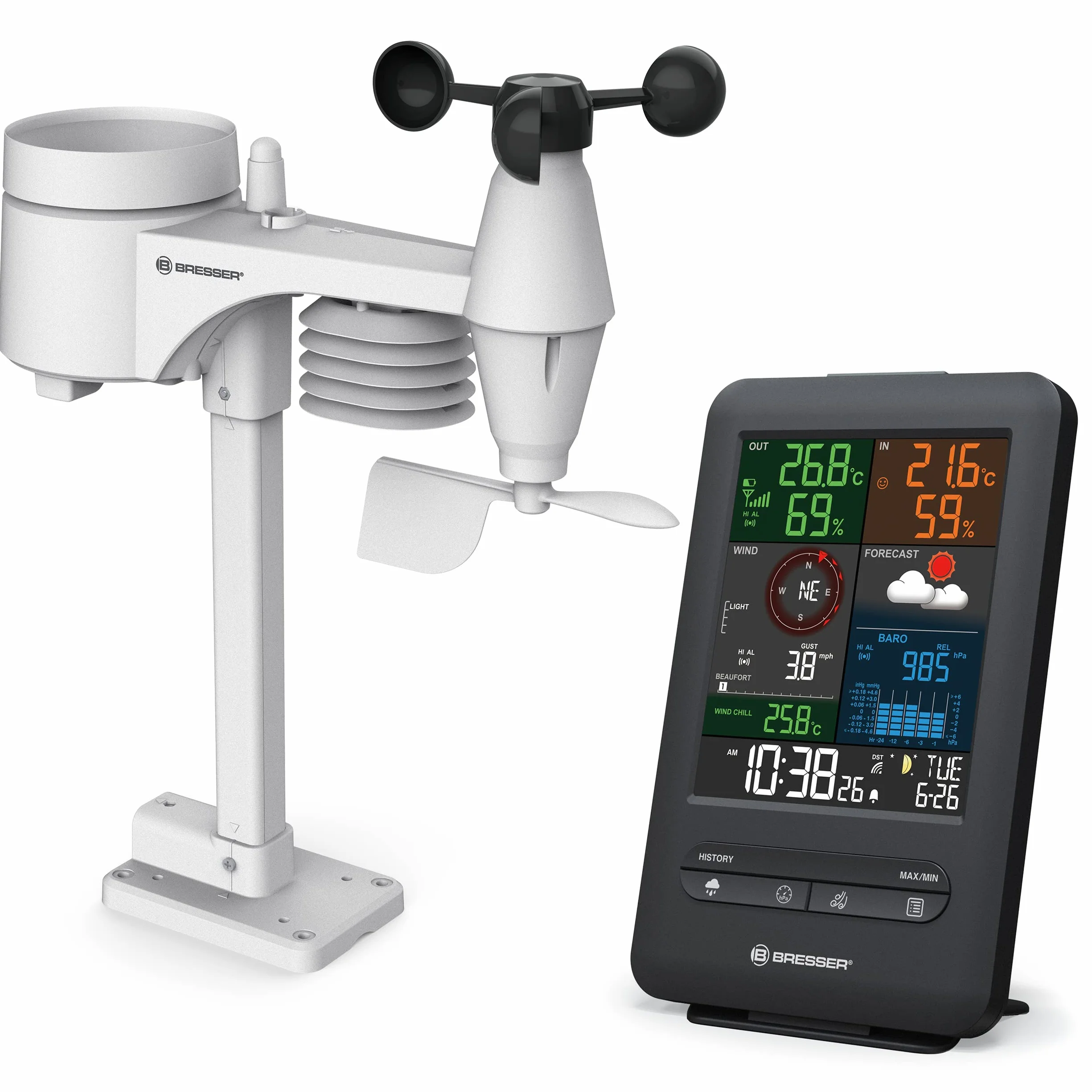 Bresser Centro Meteo 5 in 1 Beaufort con display a colori