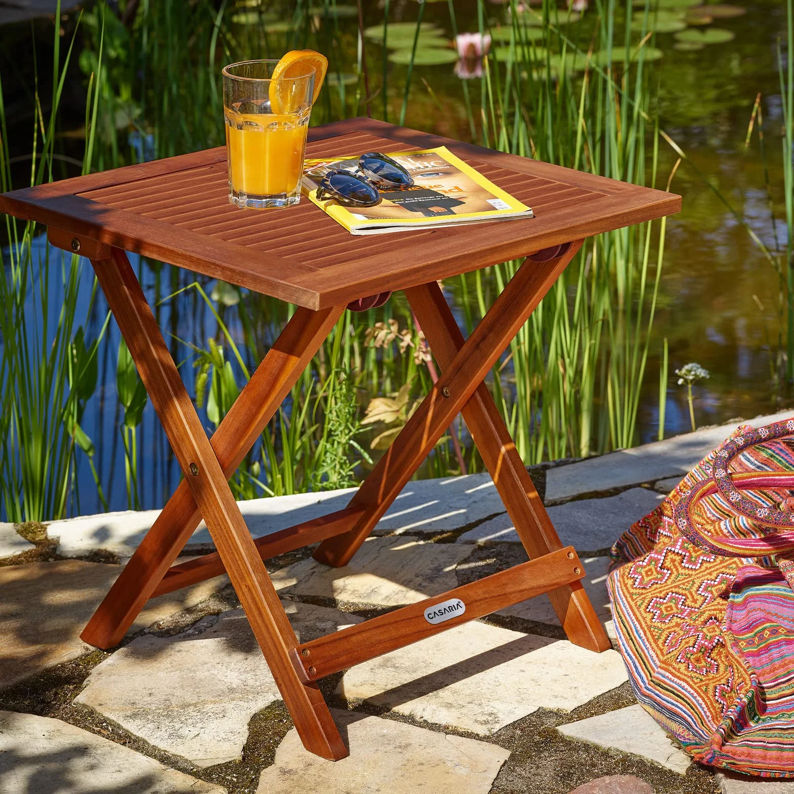 Casaria® Tavolo da Giardino Pieghevole in Legno di Acacia 70x70x73 cm 80 Kg