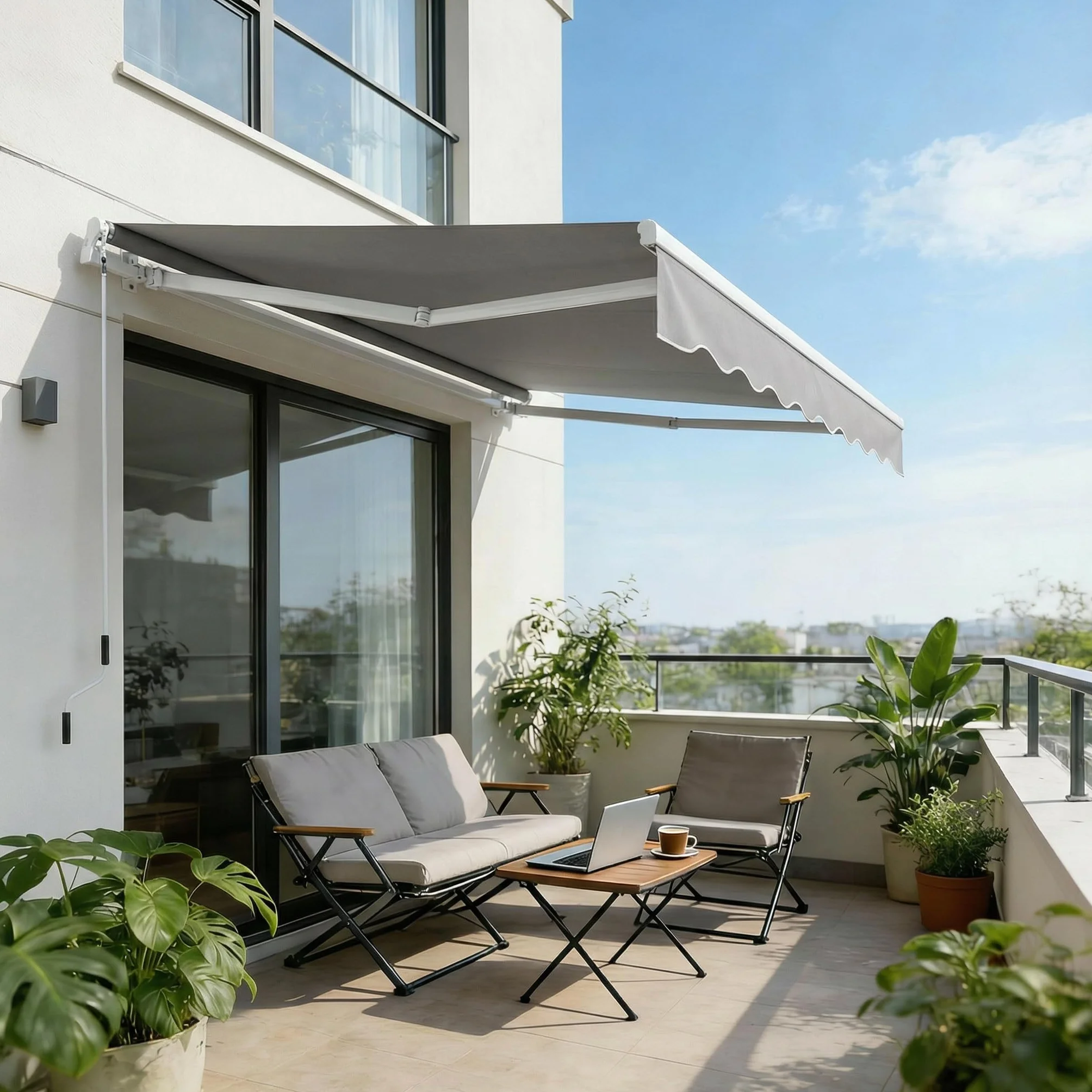 Tenda da sole per balcone 250 x 200 cm grigio chiaro